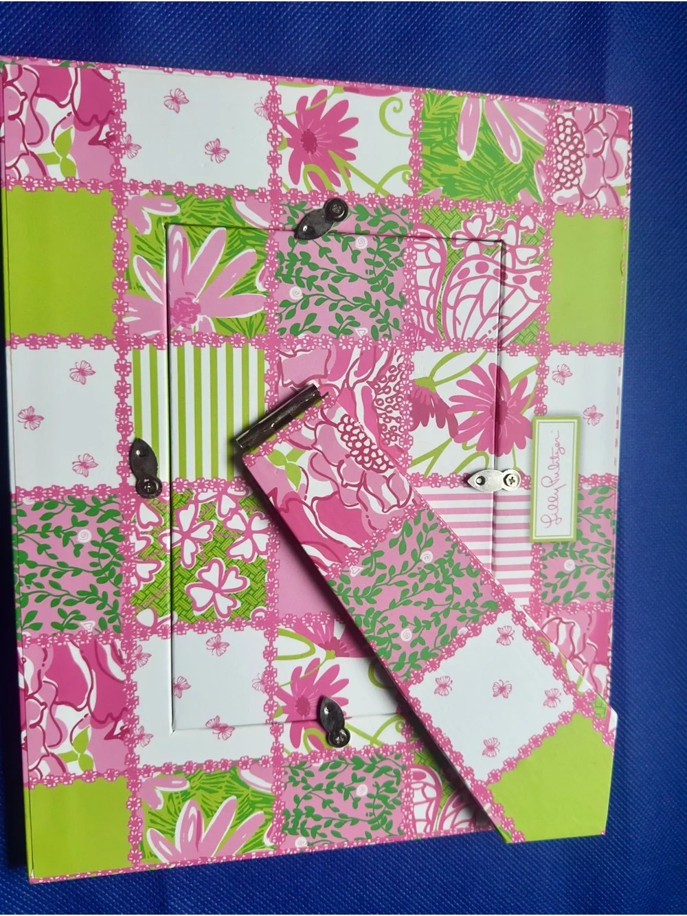 Lilly Pulitzer Pink & Lime Green Patchwork Photo Frame